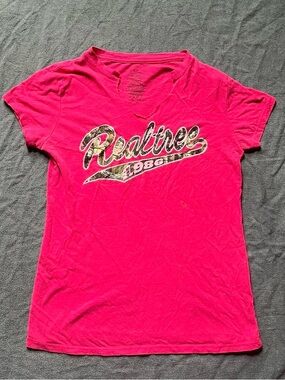 Realtree Women’s Short Sleeve Shirt Hot Pink & Camo